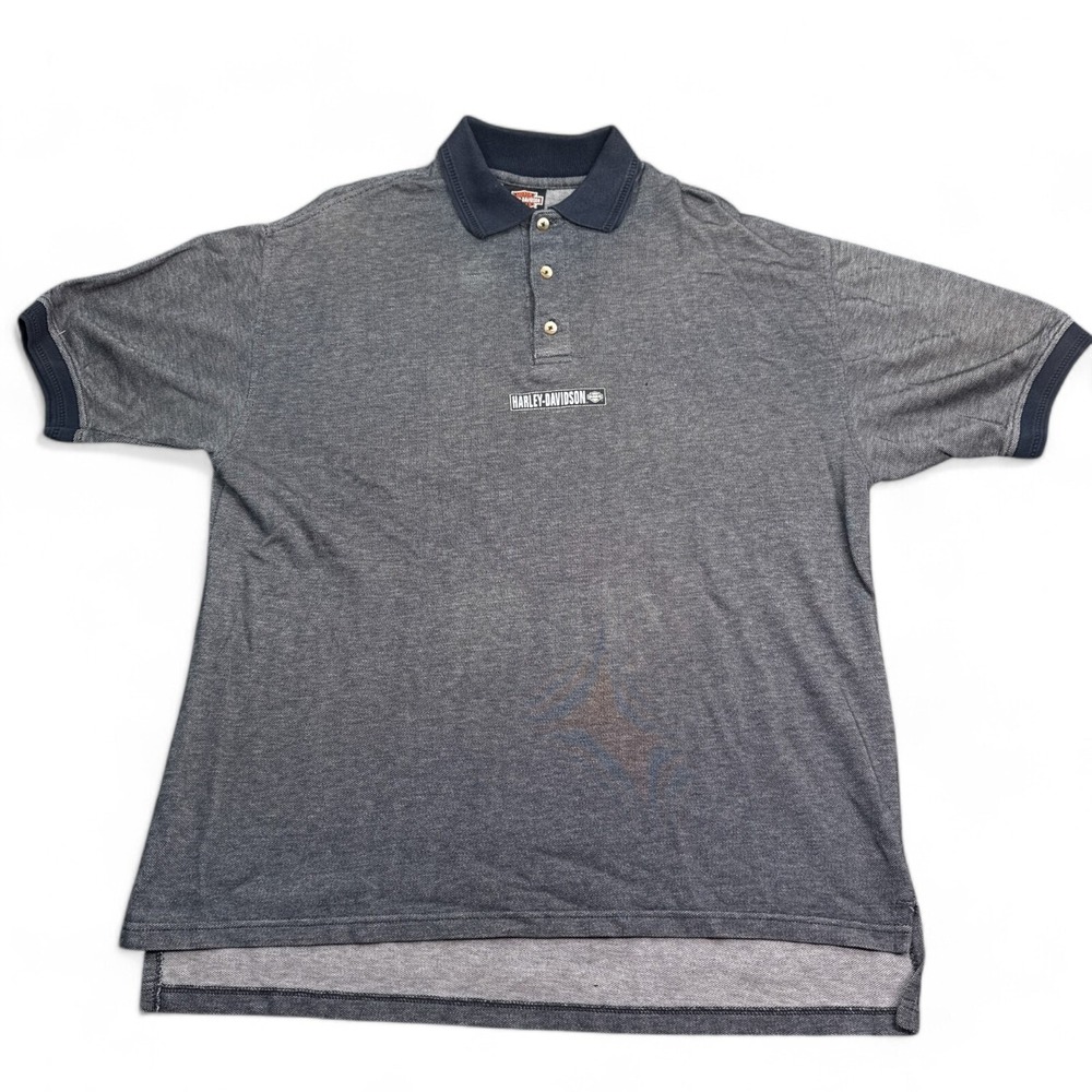 Vintage Harley Davidson Polo Shirt Mens Size XL Gray Embroidered‎ Logo Casual
